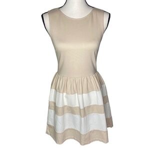 Love ady Dress‎ Beige and Cream Sleeveless Fit and Flare Dress Size Medium
